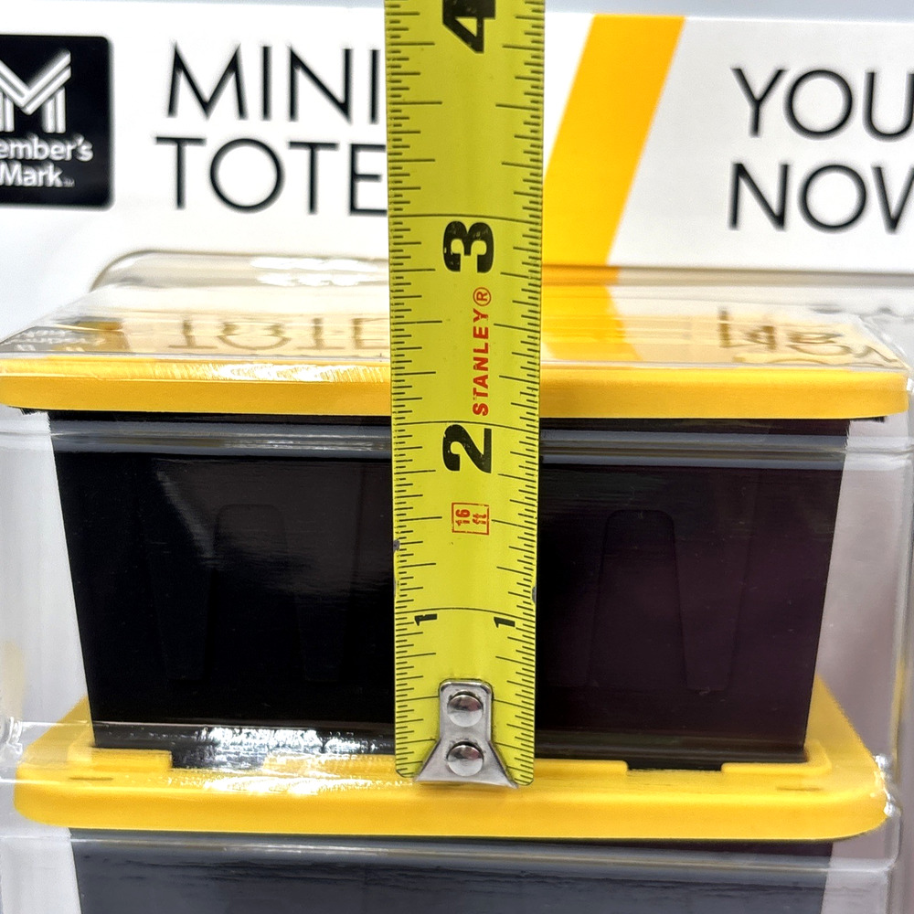 6 PACK Members Mark Mini Tote Bins Teeny Tiny Storage Container Yellow Lids - Picture 5 of 6